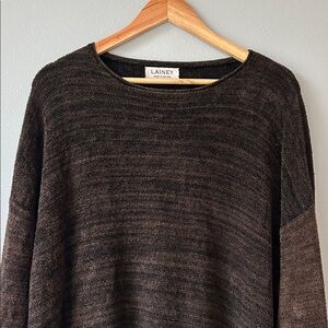 Lainey Keogh • Black & Chocolate Brown Ombre Long Sleeve Crewneck Sweater Sz XL